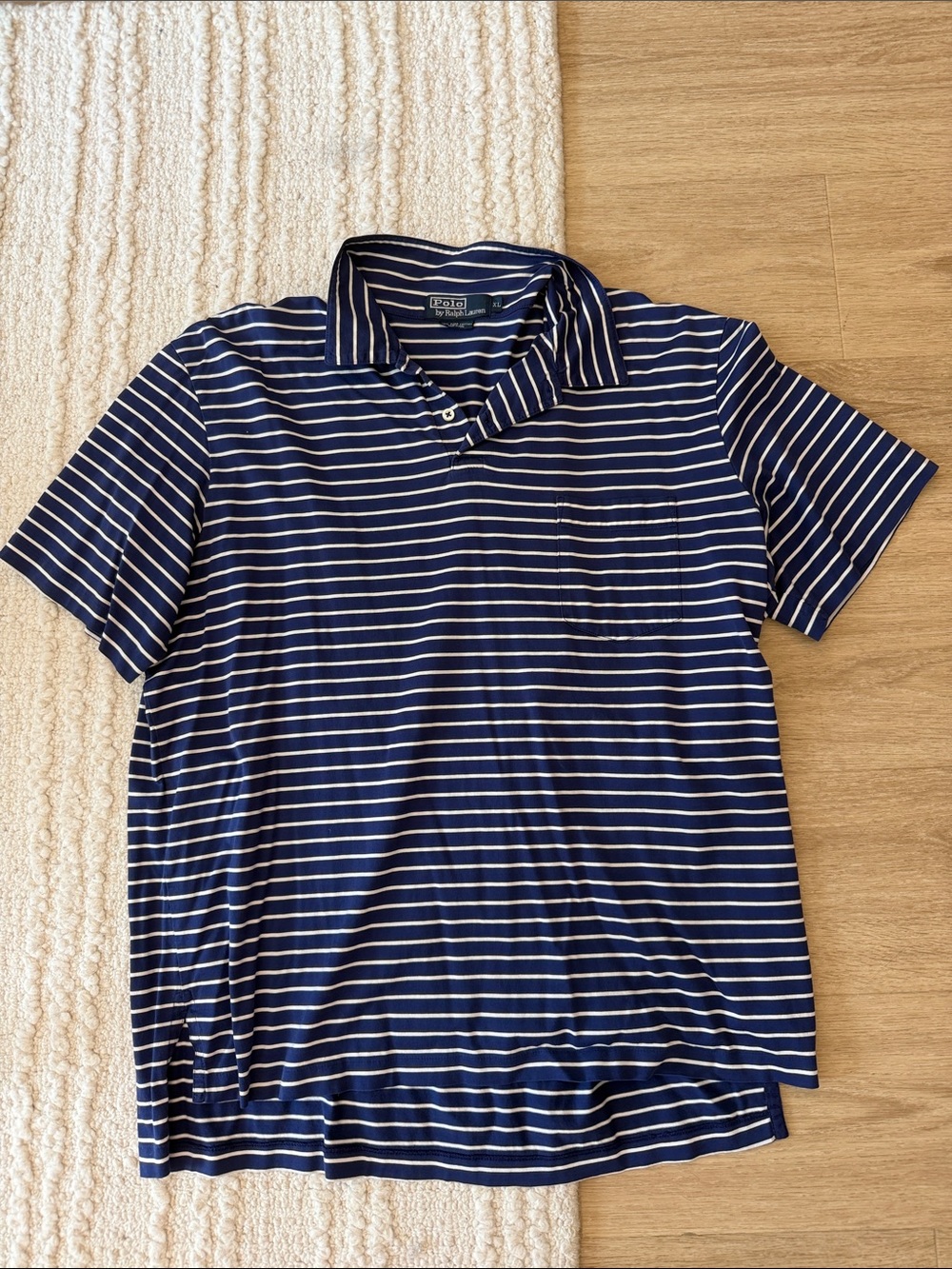 Ralph Lauren Navy and White Striped Polo